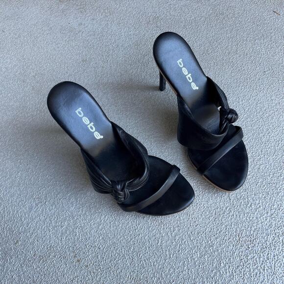 y2k vintage 00's bebe black leather heel made in Italy | Size US 9 - Picture 4 of 7
